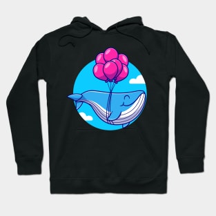 Cute Whale Floating With Balloon Hoodie